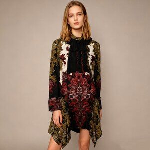 Justcavalli Women's Floral Long Sleeve Irregular Dress Size 40